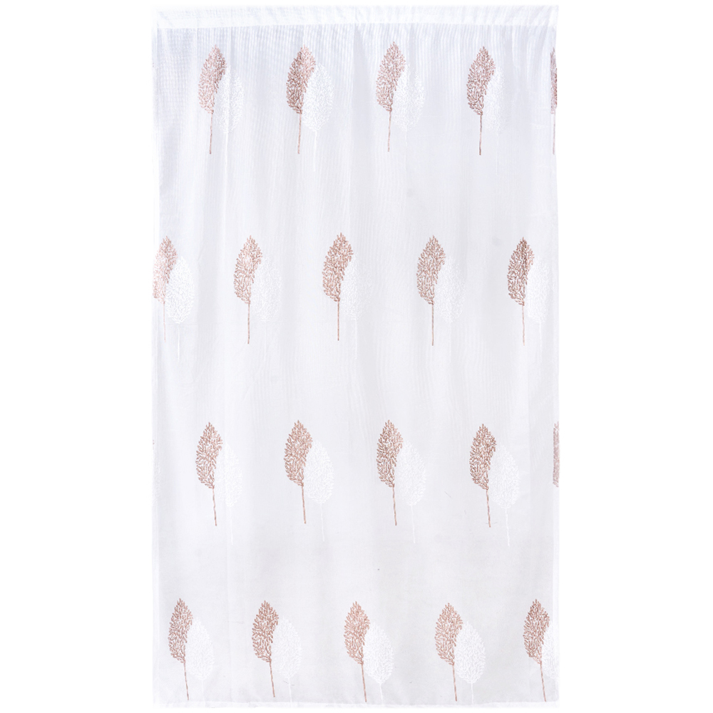 Living and Home Semi-Sheer Embroidered Leaf Curtains 100 x 200cm Image 2