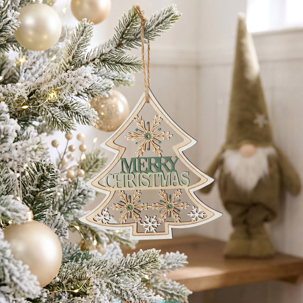 Merry Christmas Sage Hanging Decoration - Green Image 2