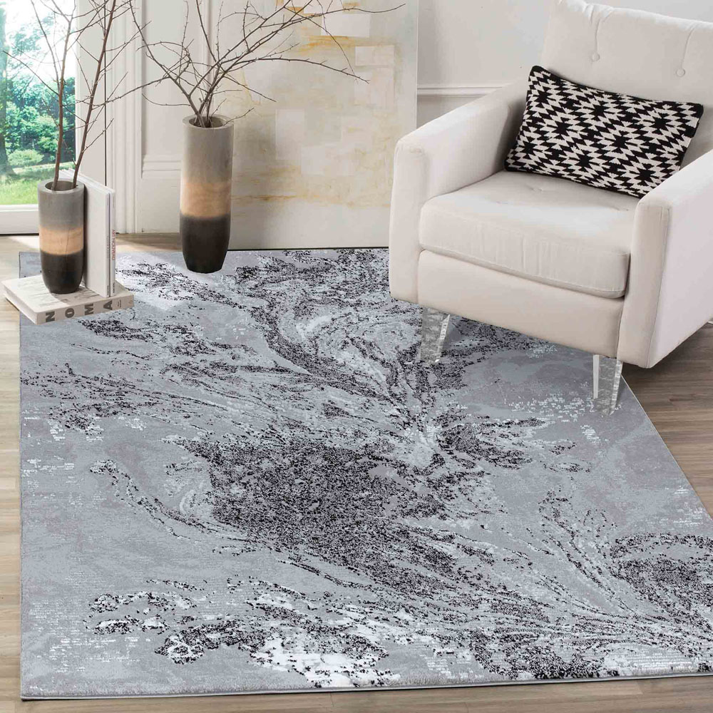 Desire Rugs Serenity Black Abstract Water Grunge Texture Rug 200 x 290cm Image 2