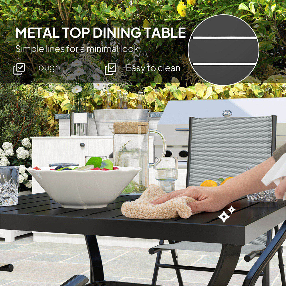Outsunny 4 Seater Garden Dining Set Grey Image 5