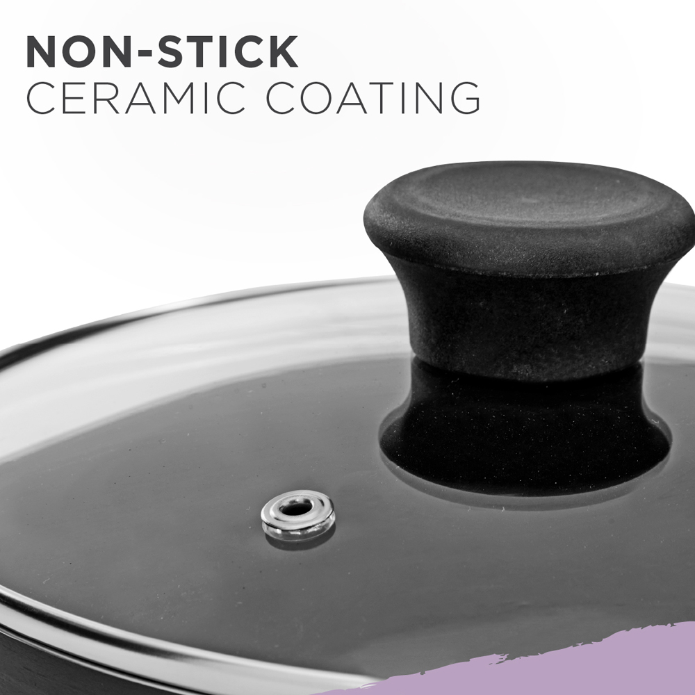 Blackmoor 18cm Black Ceramic Non-Stick Saucepan with Tempered Glass Lid Image 4