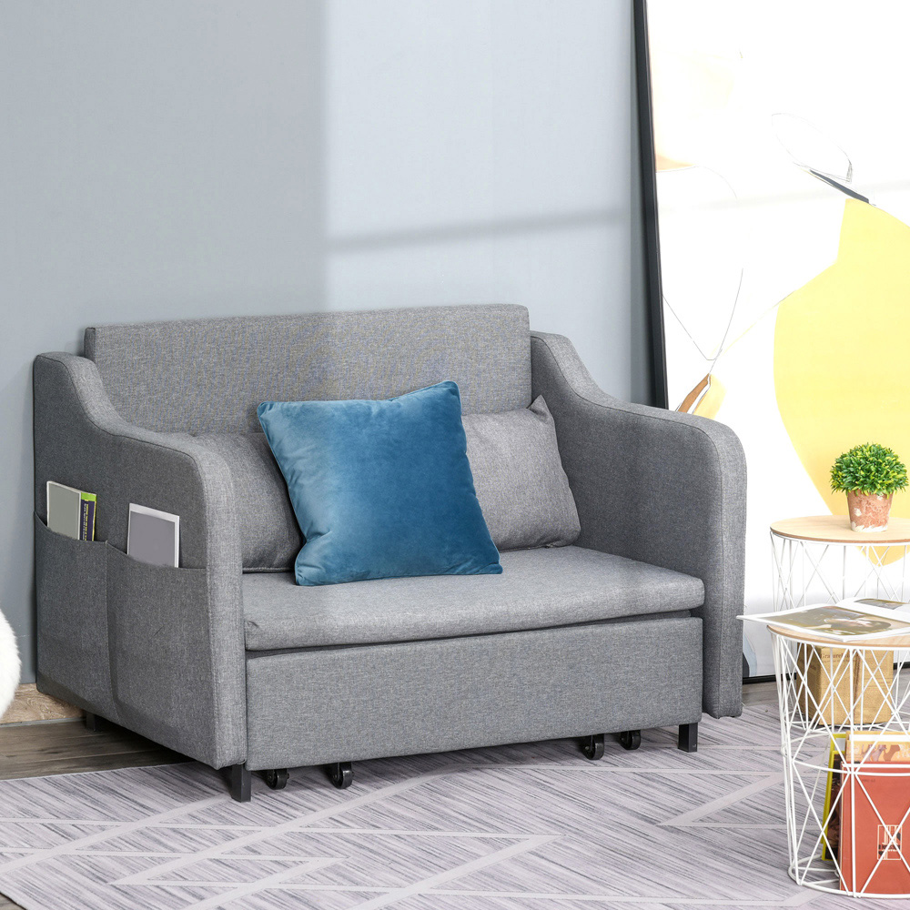 Portland Single Seater Grey Fabric Sofa Bed Image 4