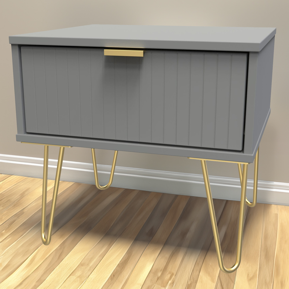 Crowndale Single Drawer Dusk Grey Bedside Table Image 1