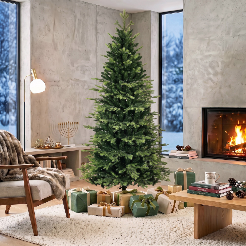 HOMCOM Green Geneva Fir Hinged Artificial Christmas Tree with 2079 Branch Tips 7ft Image 7