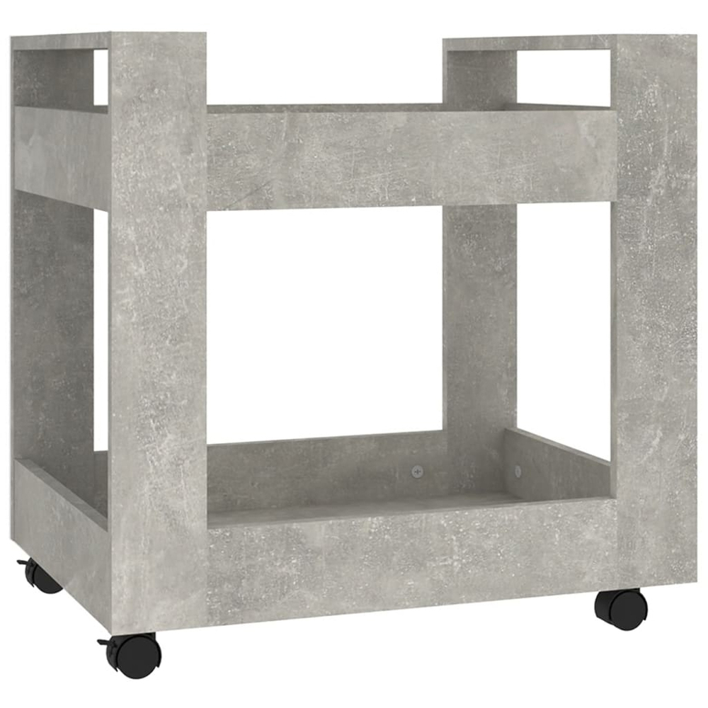 vidaXL 2 Shelf Concrete Grey Wooden Desk Trolley Image 2