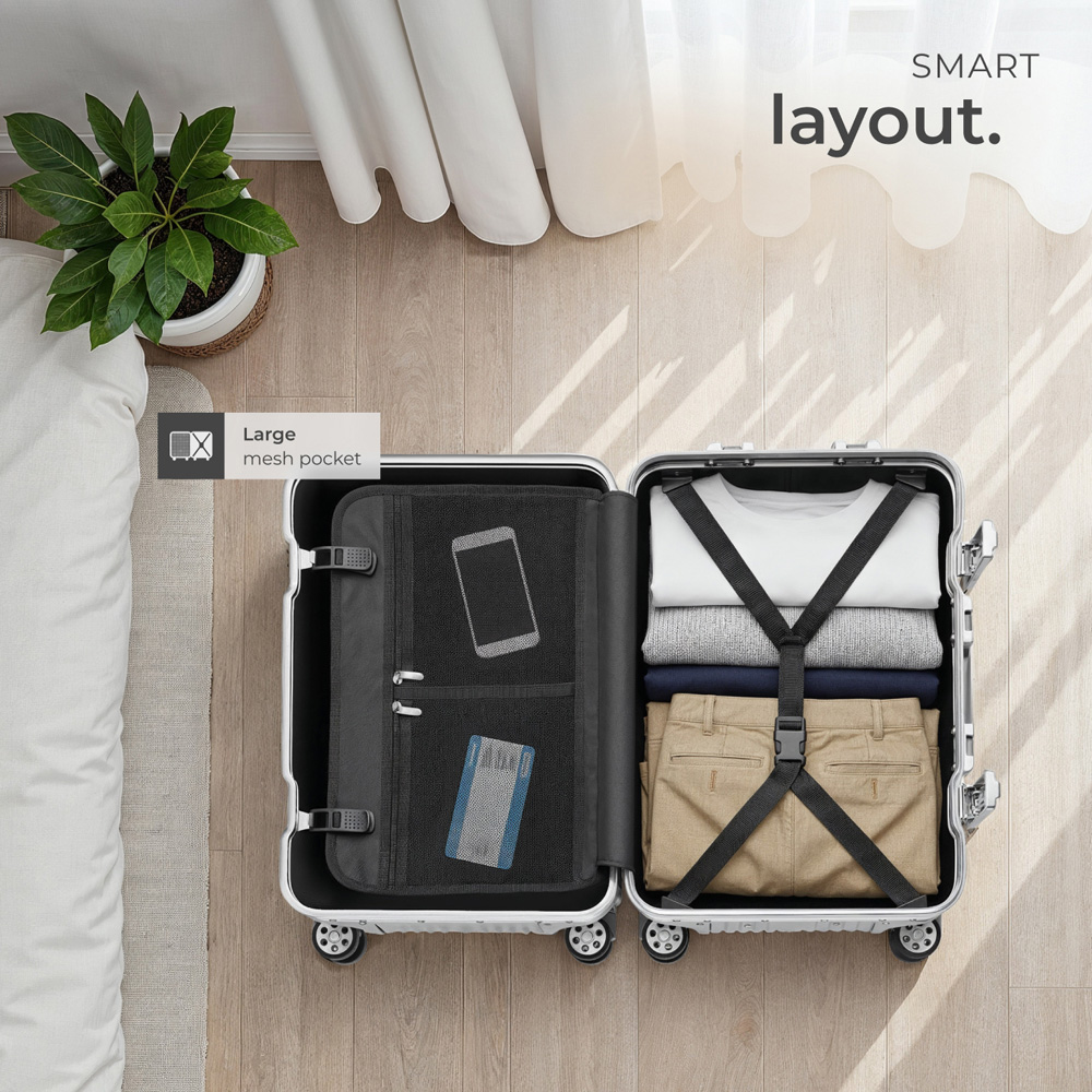 tectake Airway Aluminium Double Castor Carry-On Cabin Suitcase with TSA Lock Image 7