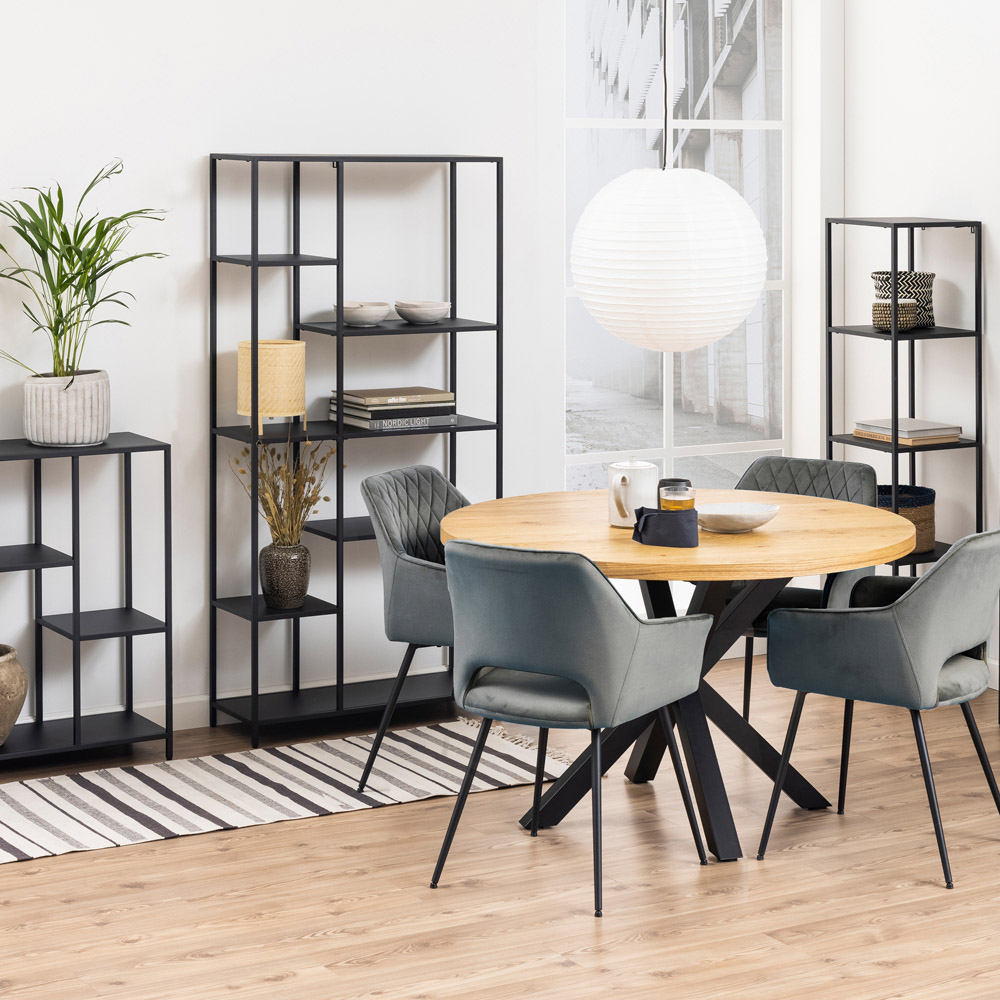 Florence Newcastle 7 Shelf Matt Black Asymmetrical Bookcase Image 9