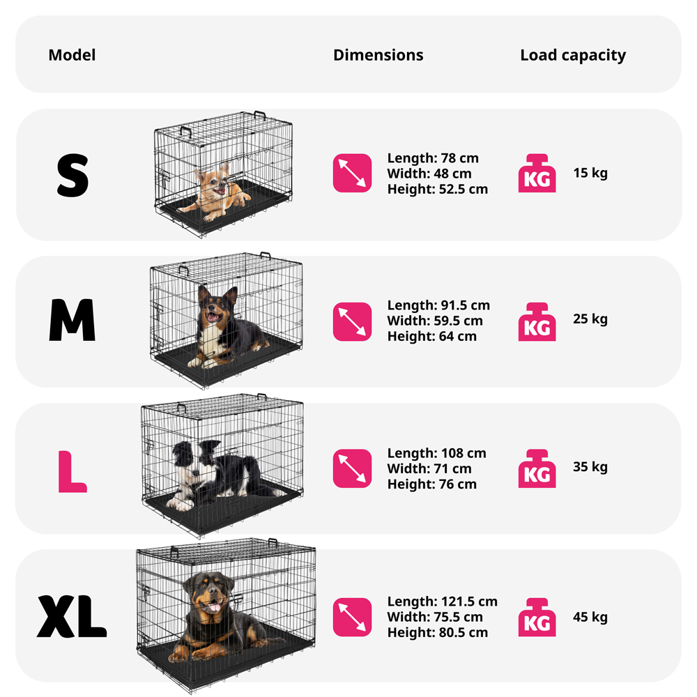 tectake Luna Double Locked Door Foldable Steel Dog Crate 108cm Image 6