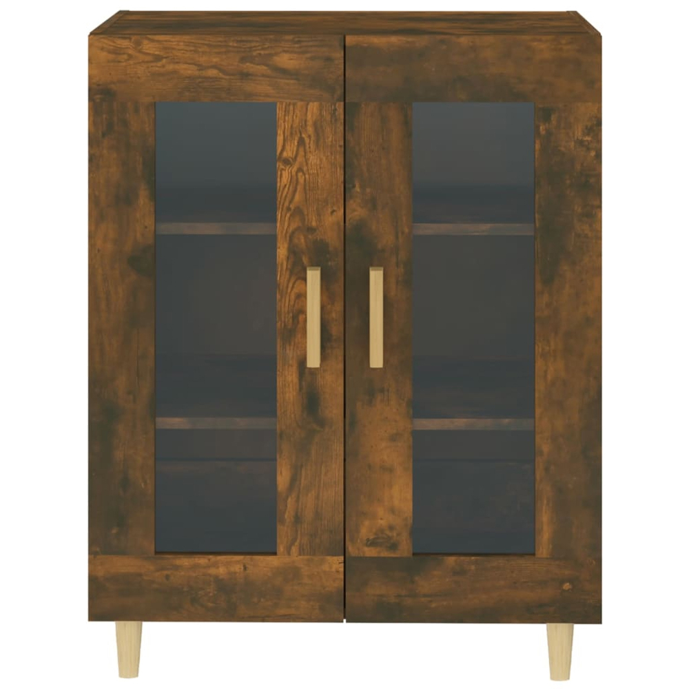 vidaXL 2 Glass Door Smoked Oak Sideboard with Wooden Legs Image 5