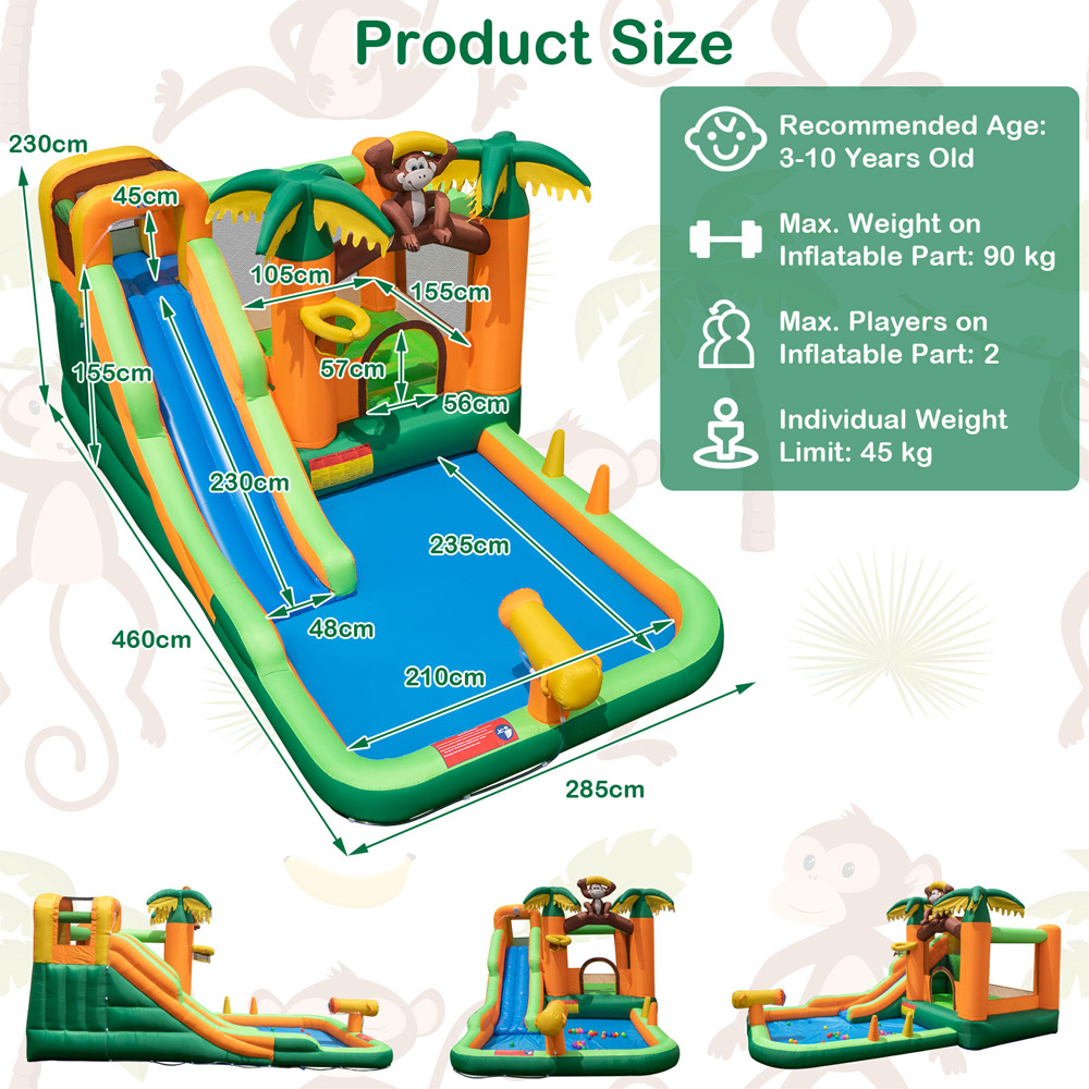 Costway 6 in 1 Monkey Themed Inflatable Water Slide Park Image 9