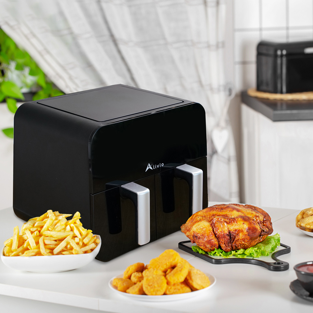 Alivio 9L Dual Air Fryer with 2 Drawers and Visual Window Image 3