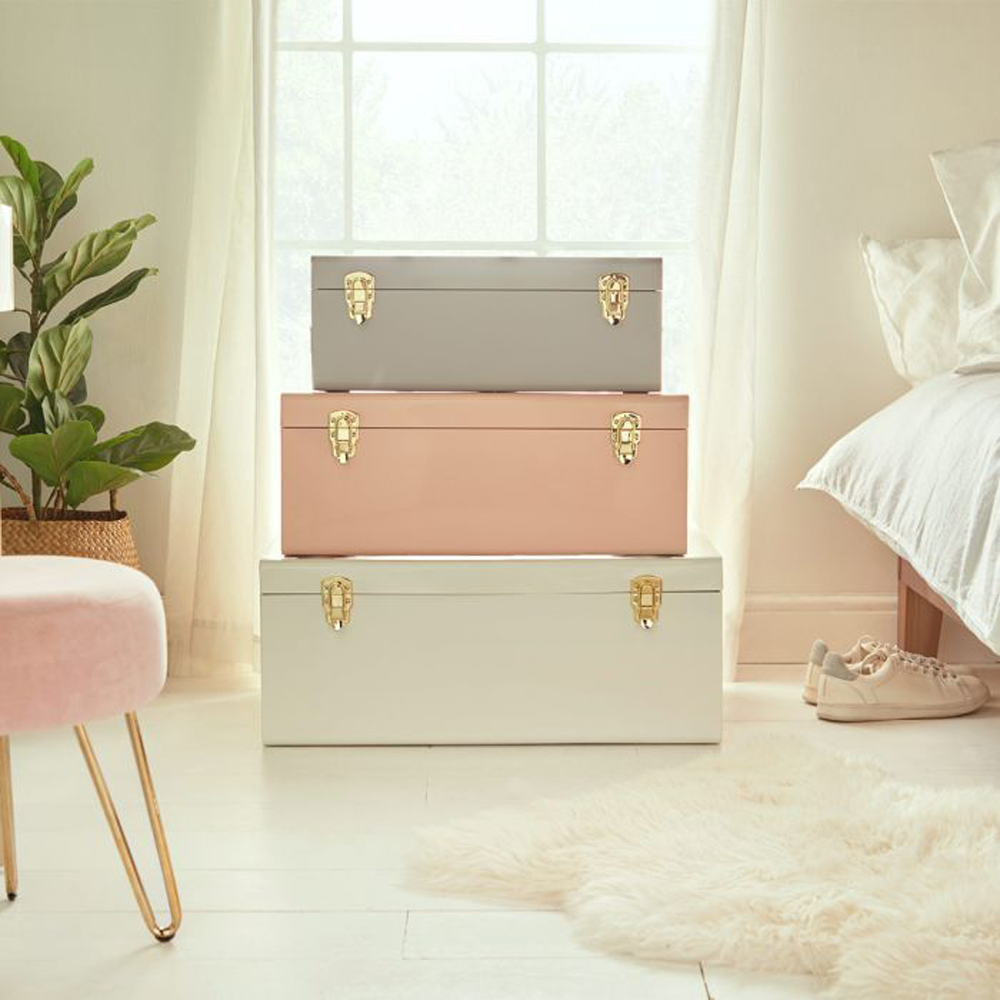 VonHaus Metal Storage Trunk Set of 3 Image 4