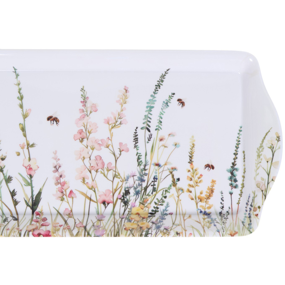 Floral Bees Drinks Tray White Image 3