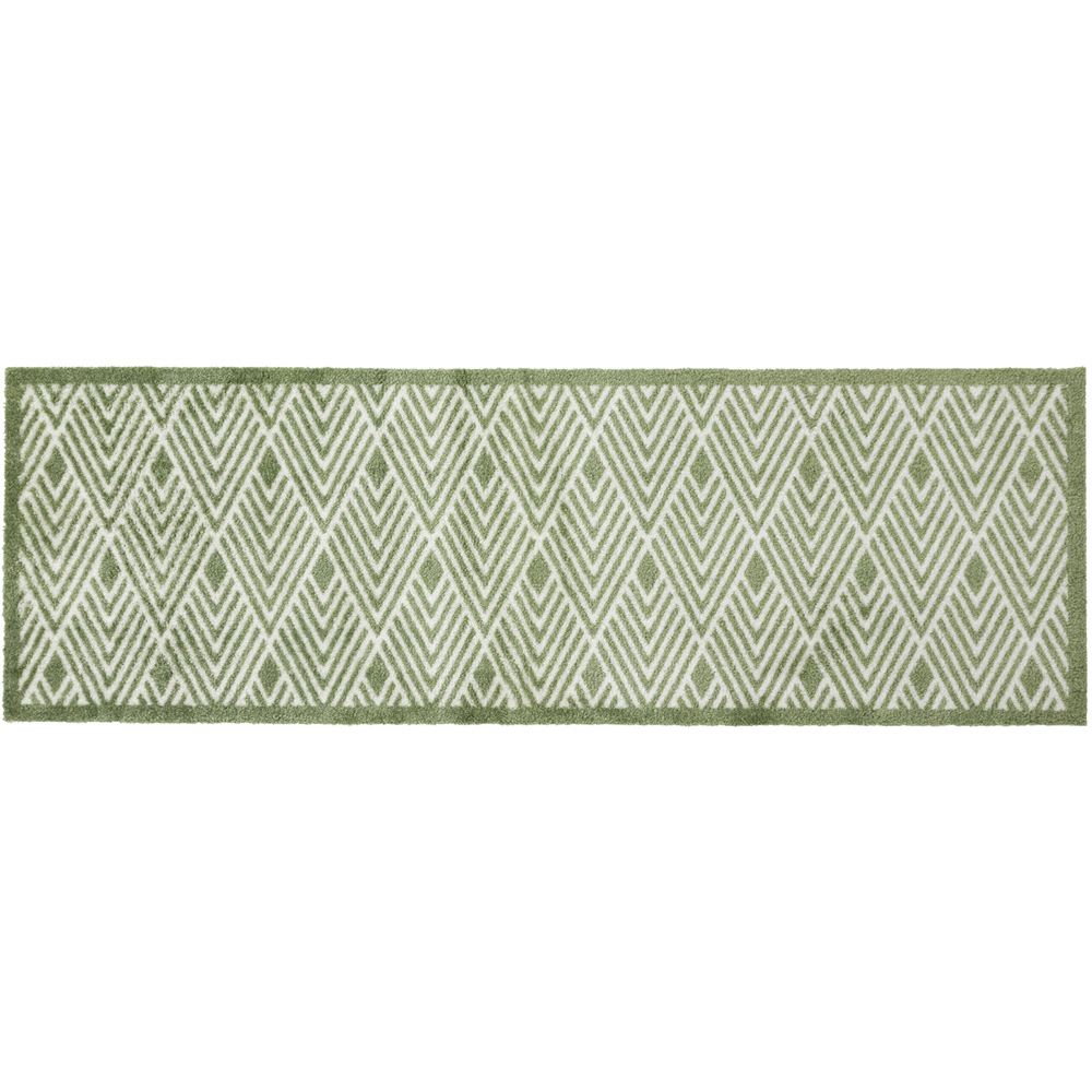 JVL Mega Green Geo Latex Backed Door Mat and Runner Set Image 3