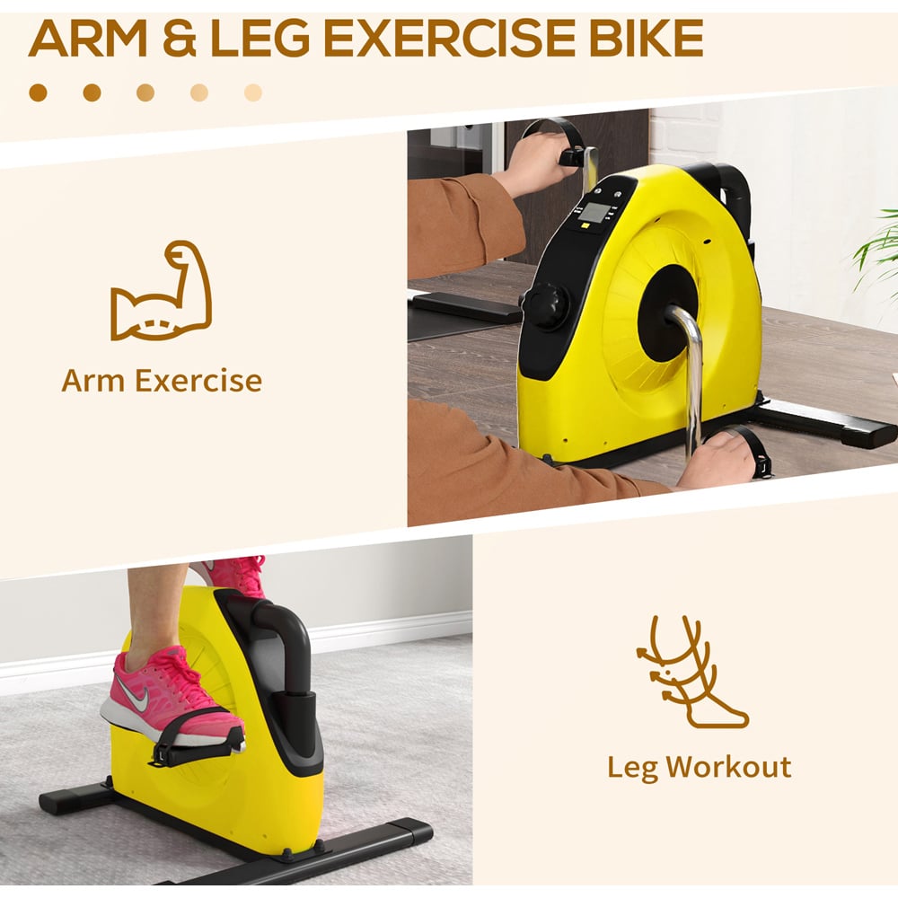 SPORTNOW Yellow Portable Mini Exercise Bike with LCD Display Image 4