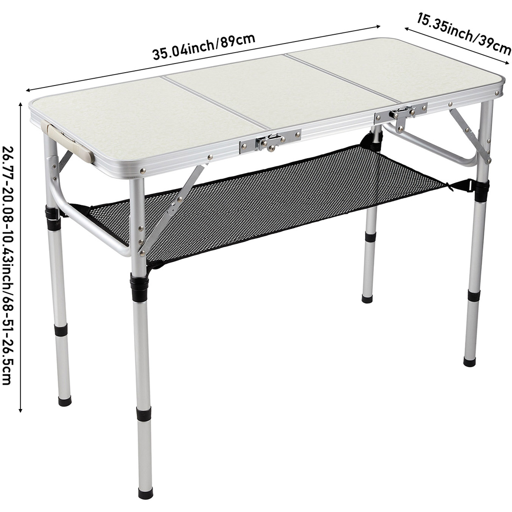 Living and Home 3ft White Tri-Fold Aluminium Alloy Camping Table Image 8
