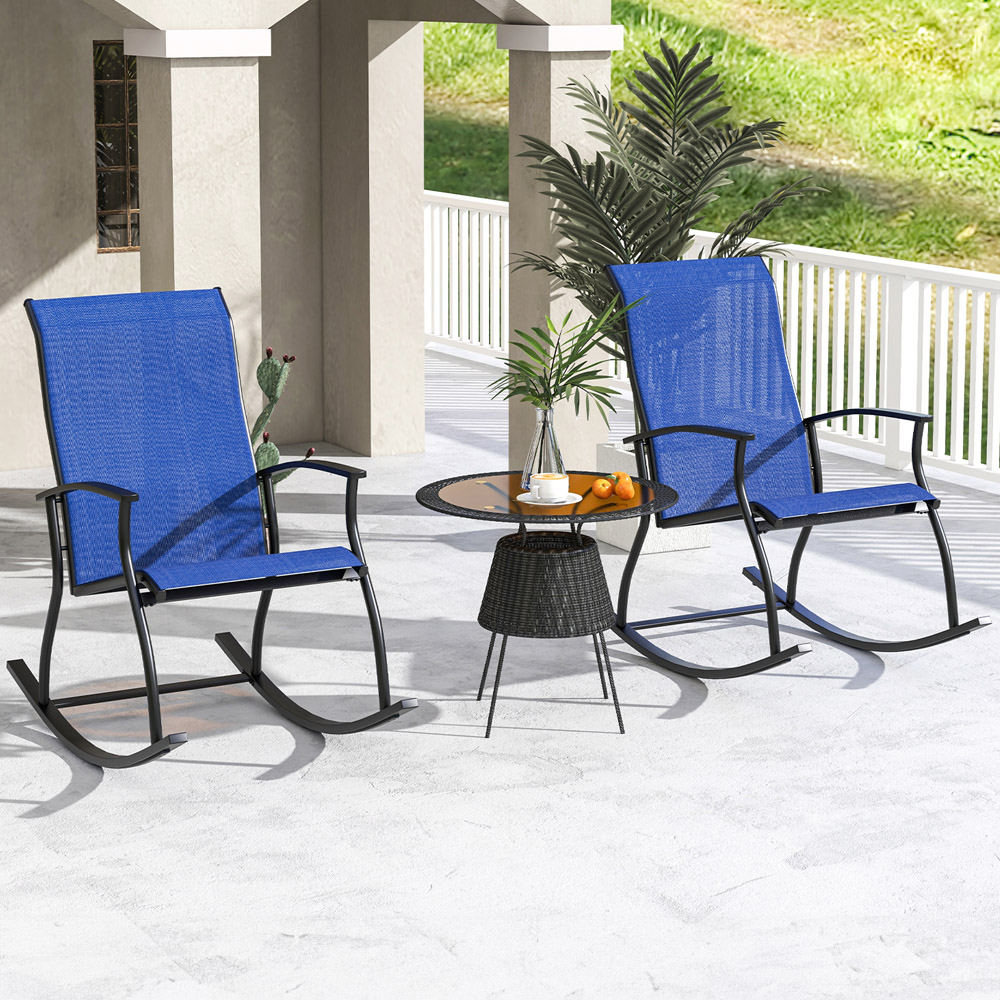 Costway Set of 2 Navy Garden Rocking Chair Image 1