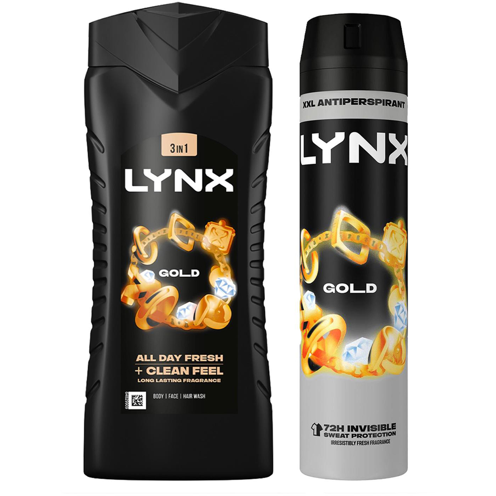 Lynx Gold Shower Gel 500ml and XXL Anti-Perspirant Spray Bundle Image 1