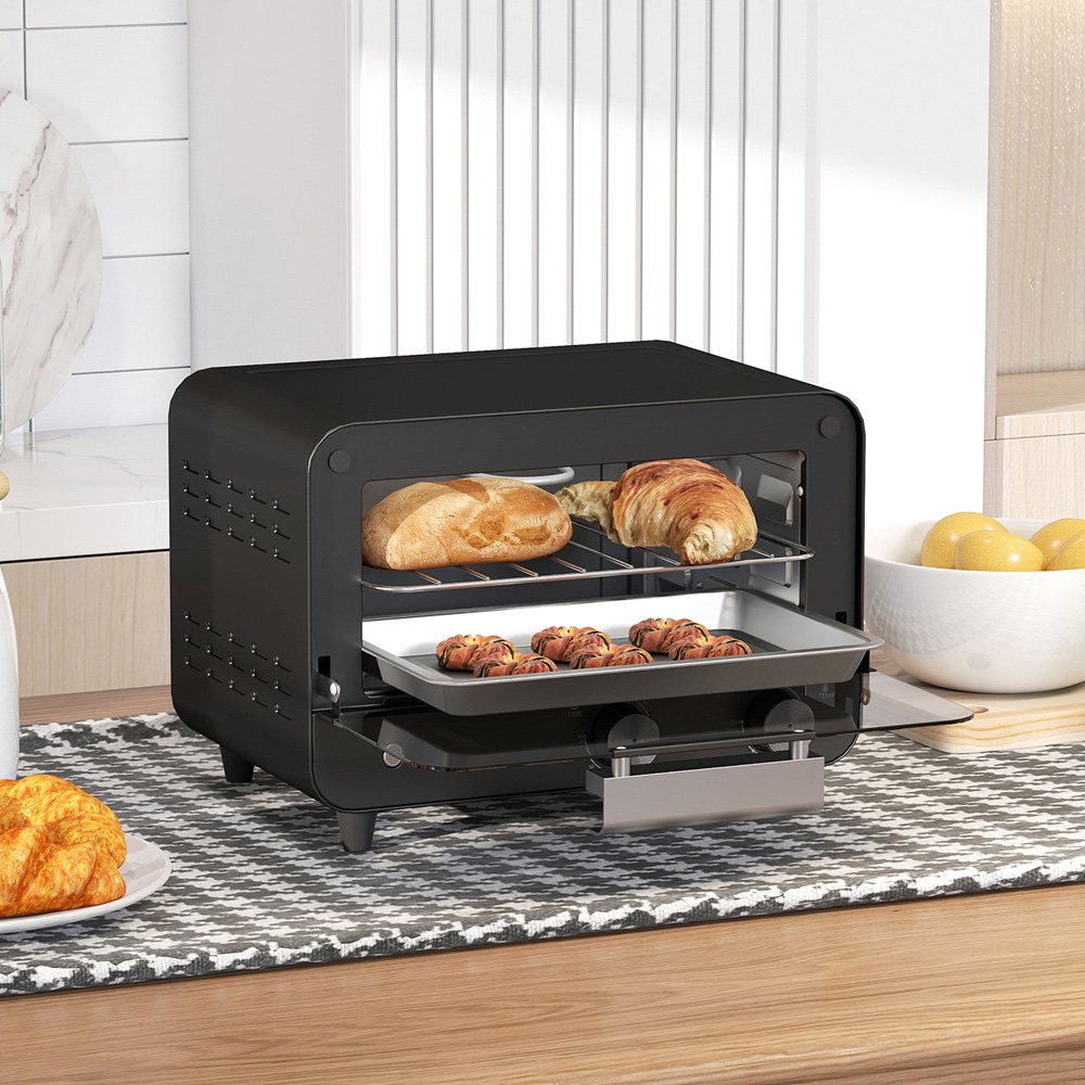 HOMCOM Black 12L Mini Countertop Toaster Oven Image 3