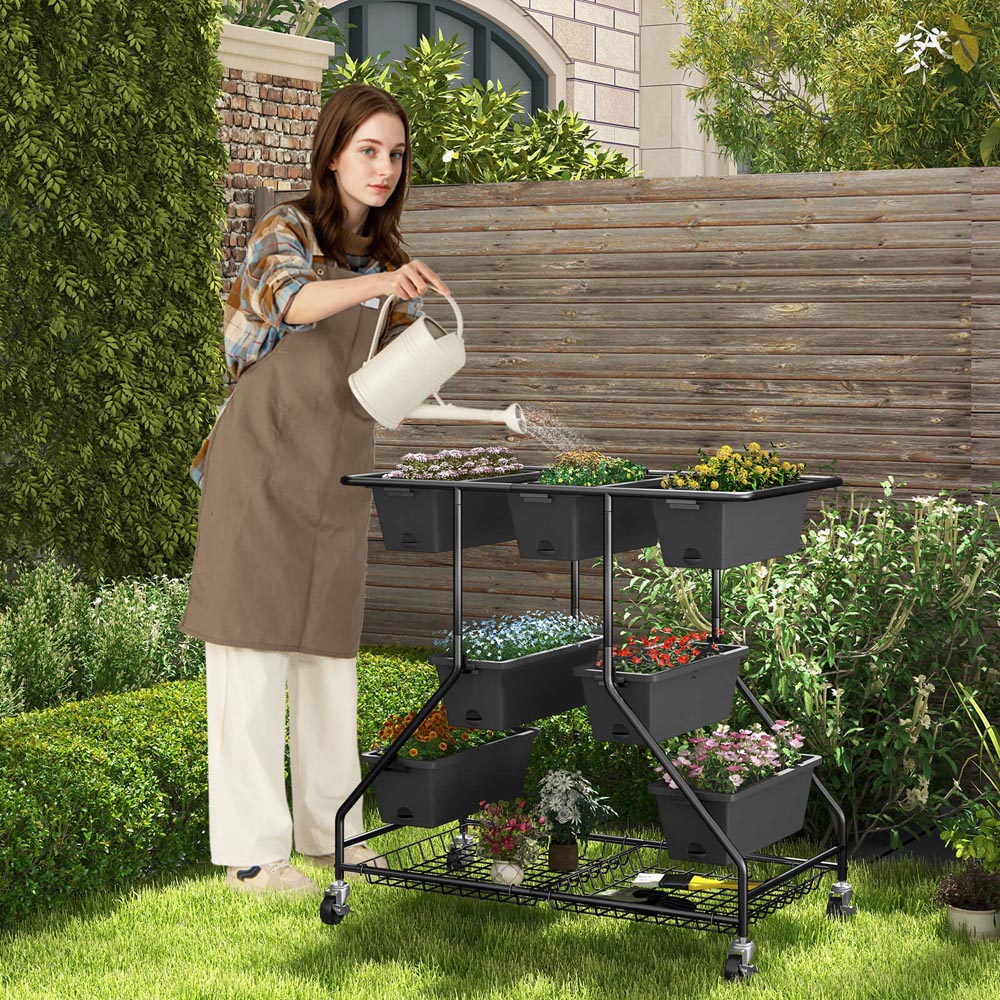 Costway Black 3 Tier Vertical Raised Garden Bed Image 5