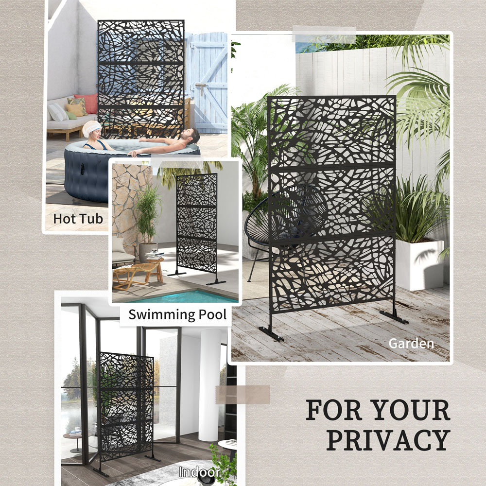 Outsunny 6.4 x 4ft Black Twisted Lines Outdoor Privacy Screen Image 6