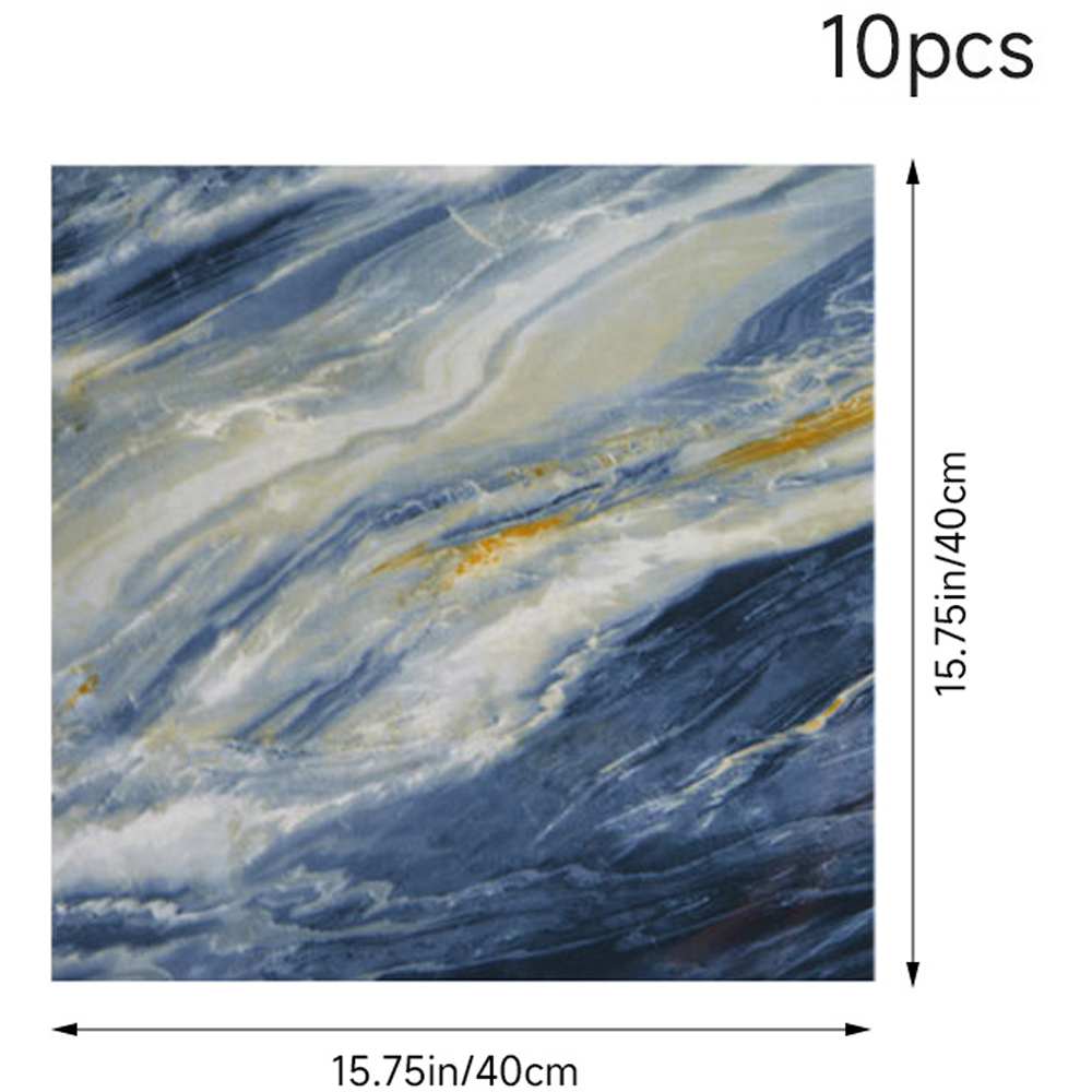 Living and Home Marble Patterned Blue and White PVC Self Adhesive Wall Sticker 10 Pack Image 9