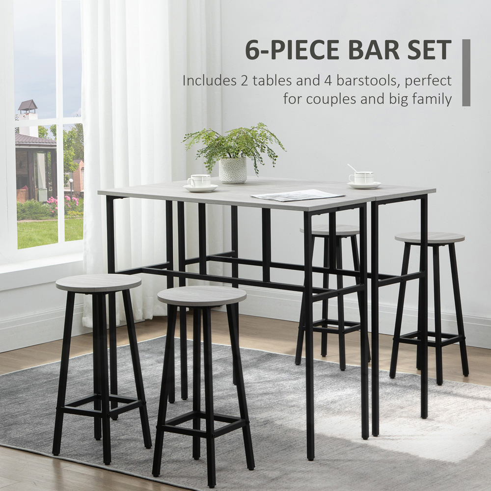 Portland 4 Seater Grey Bar Tables with Stools Image 6