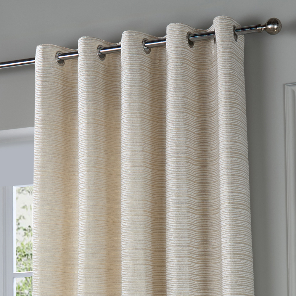 Paoletti Jupiter Ivory and Gold Fully Lined Chenille Jacquard Eyelet Curtains 168 x 229cm Image 2