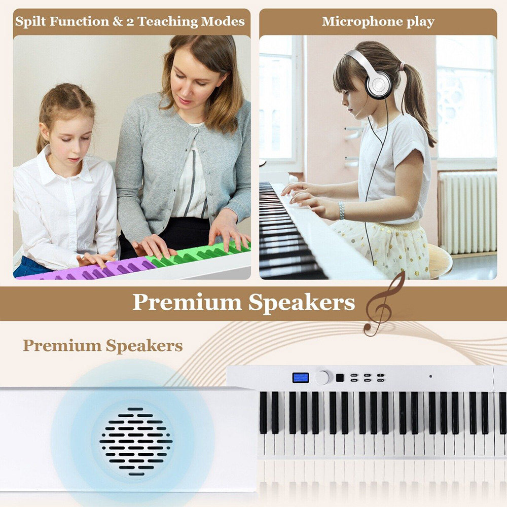 Costway MU10079GB White 88 Key Foldable Digital Keyboard Piano with MIDI Image 2