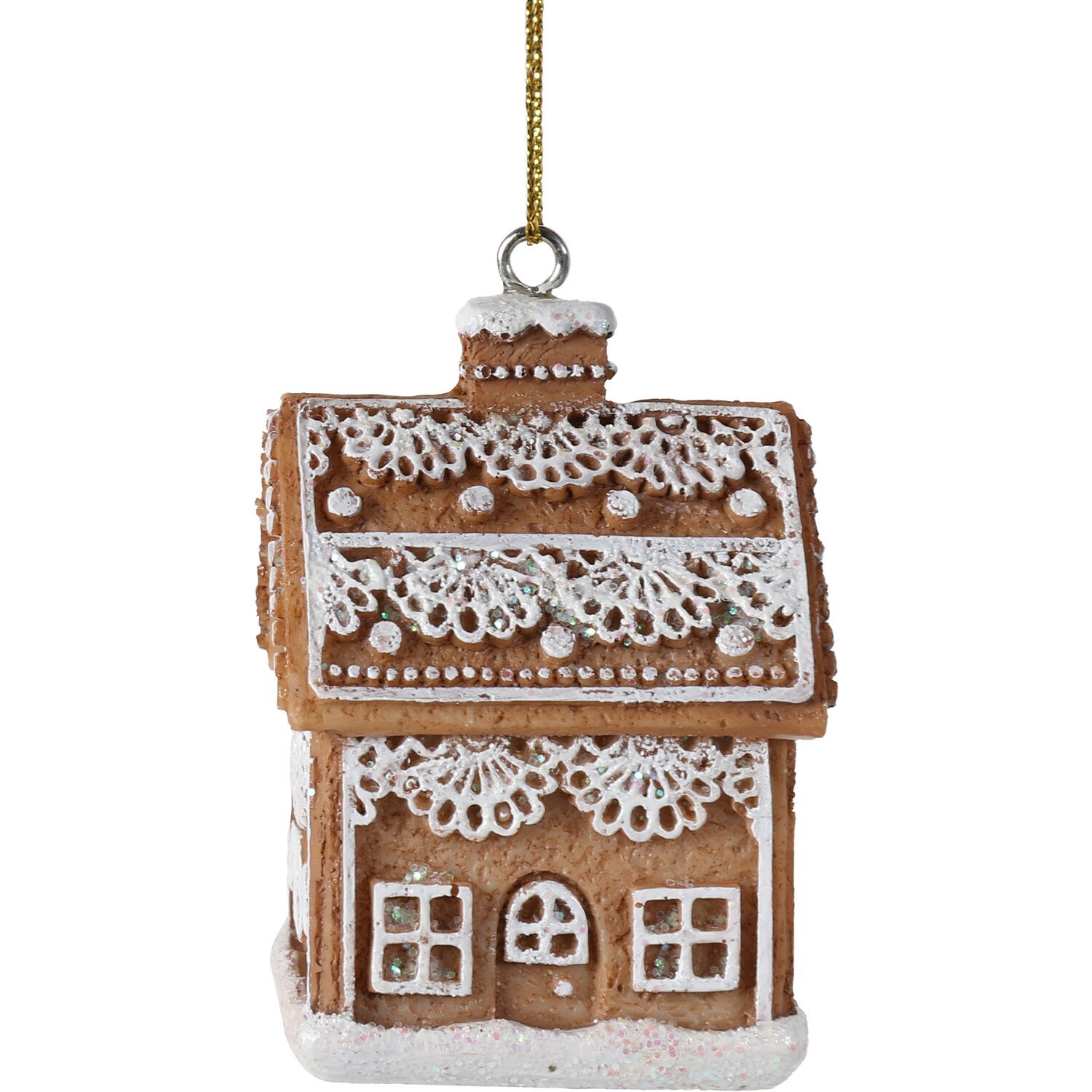 White Frosted House Hanging Decoration Image 2