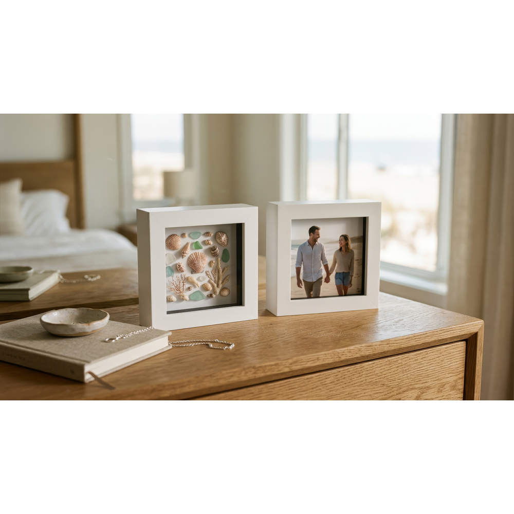 Nicola Spring White 3D Box Photo Frame 4 x 4 inch with Black Mount 2 x 2 inch Image 4