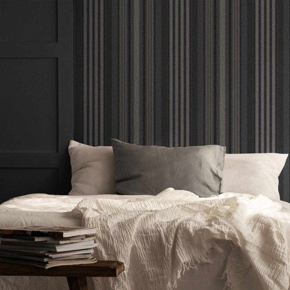 Superfresco Easy Loom Stripe Charcoal Wallpaper Image 3