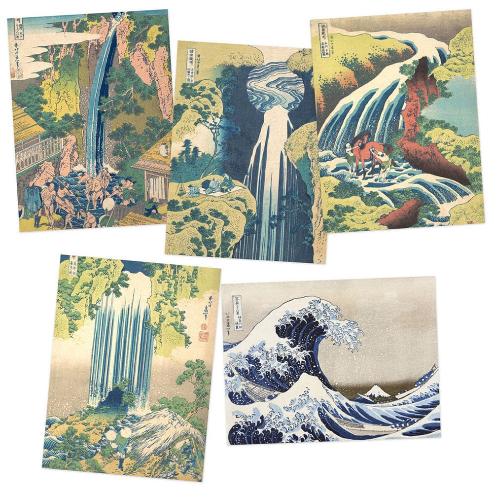 Artery8 Hokusai Tour Waterfalls Provinces Roben Yoro Wall Art Print 30 x 41cm 5 Pack Image 1