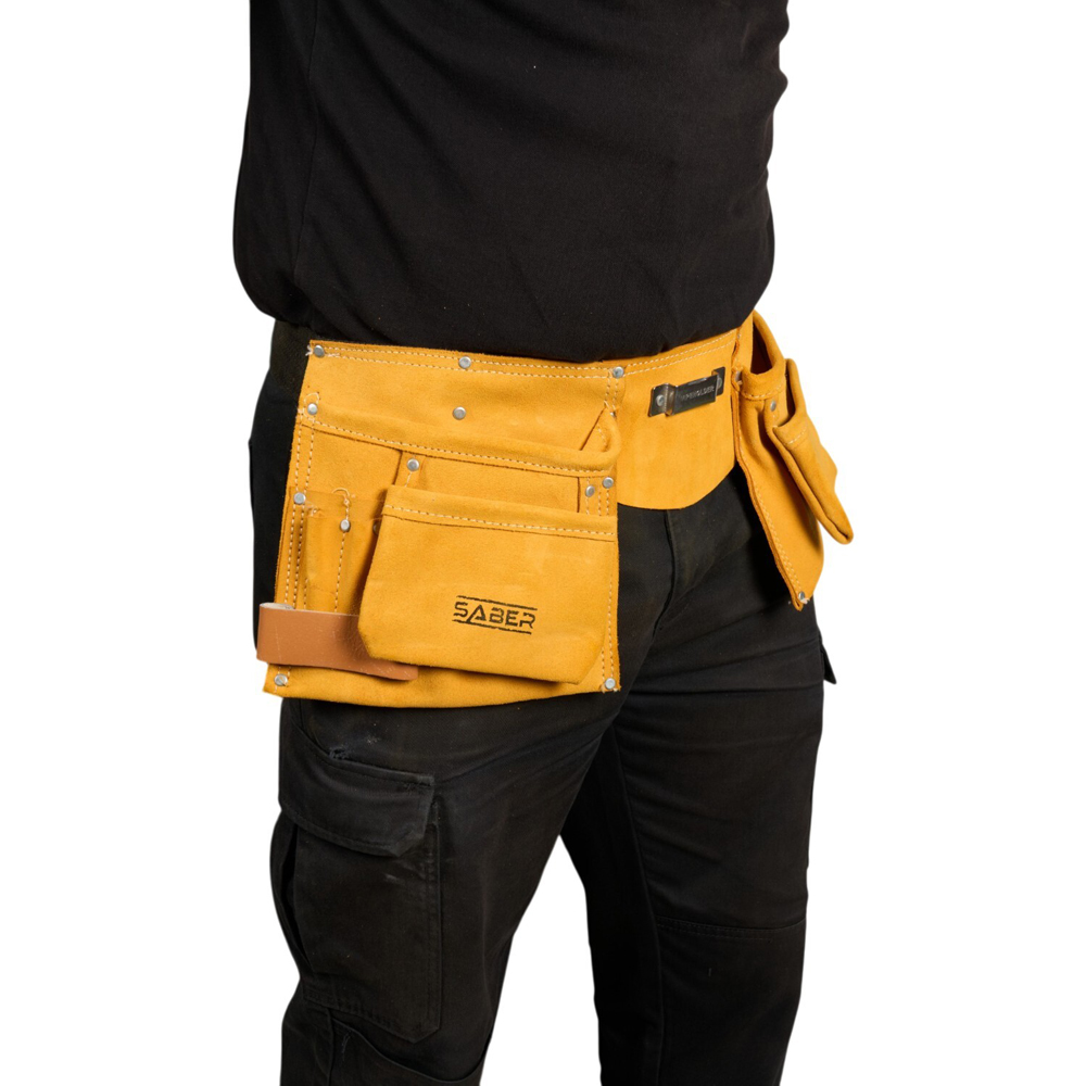 Saber Double Leather Finish Tool Pouch Yellow Image 6
