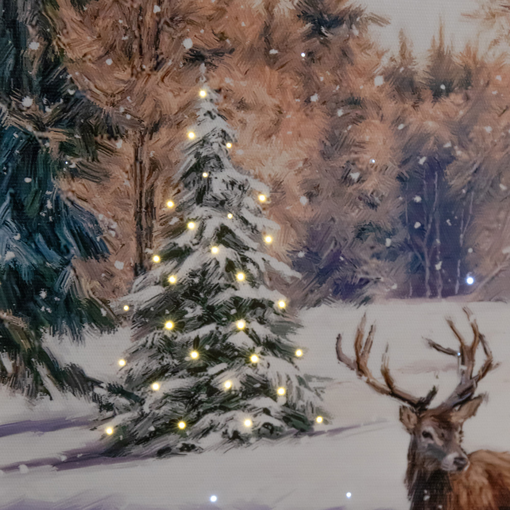 Samuel Alexander Warm and Twinkling White LED Family of Deers Canvas 40 x 40cm  Image 4