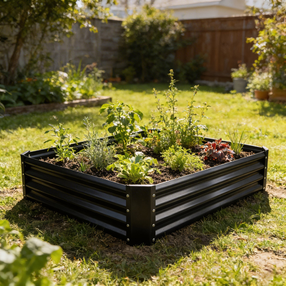 Harbour Housewares Anthracite Rectangle Galvanised Steel Raised Garden Bed 120 x 60cm 2 Pack Image 3