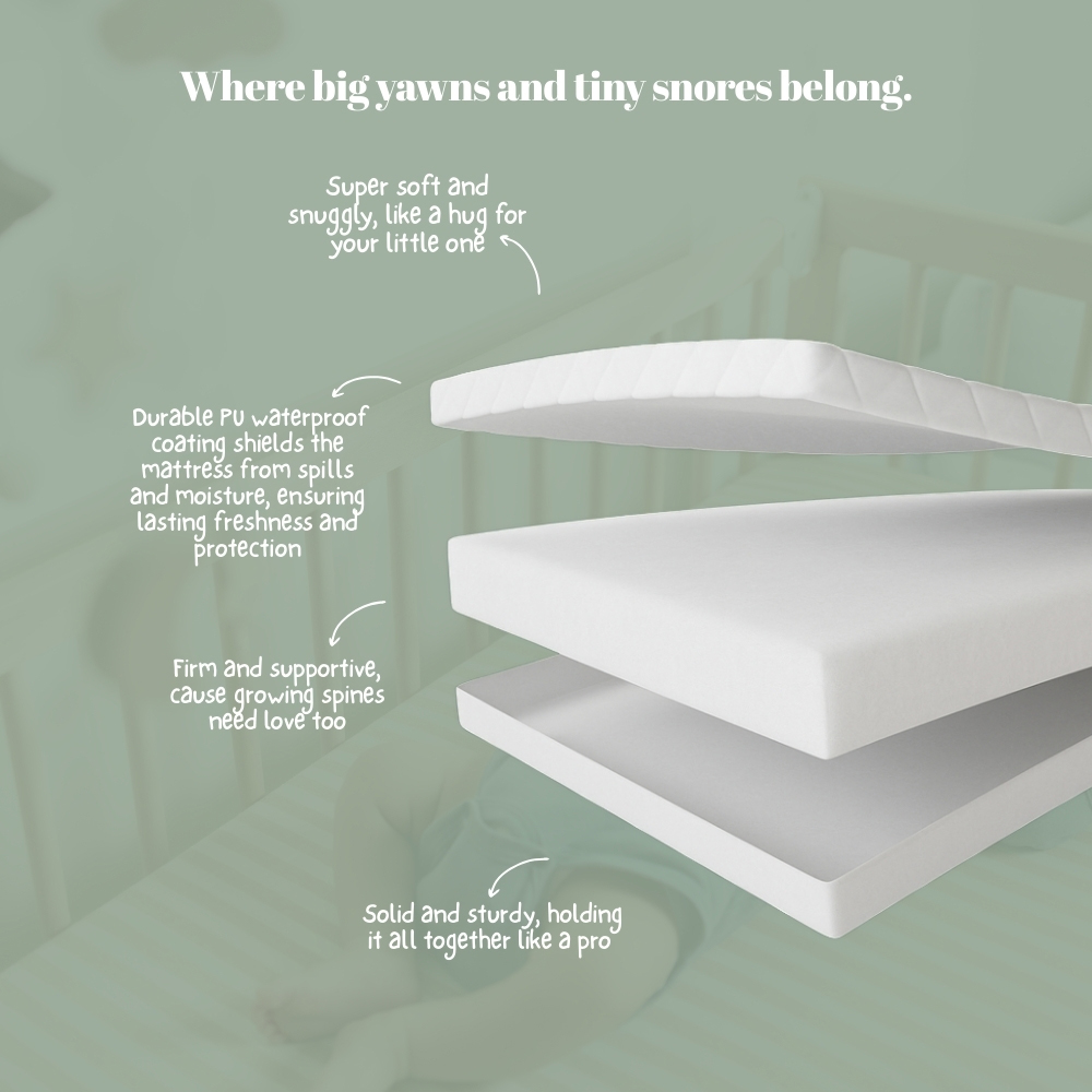 MHG Textiles White Breathable Firm Support Baby Cot Bed Mattress 120 x 60 x 13.5cm Image 5