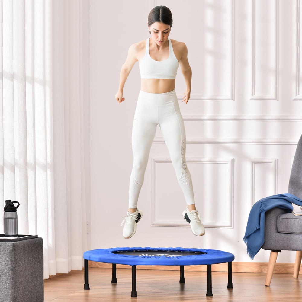 HOMCOM 3ft Blue Mini Fitness Trampoline Image 2