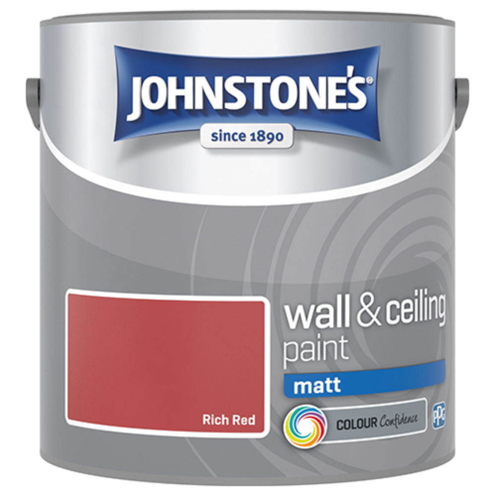 Johnstone's Walls & Ceilings Rich Red Matt Emulsion Paint 2.5L Image 2