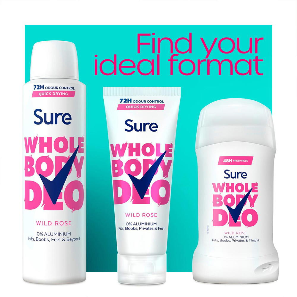 Sure Wild Rose Whole Body Odour Control Deodorant Stick 50ml 6 Pack Image 5