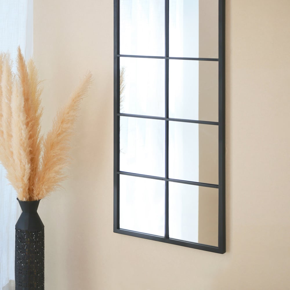 Charles Bentley Bern Black Arch Window Outdoor Wall Mirror 165 x 55cm Image 5