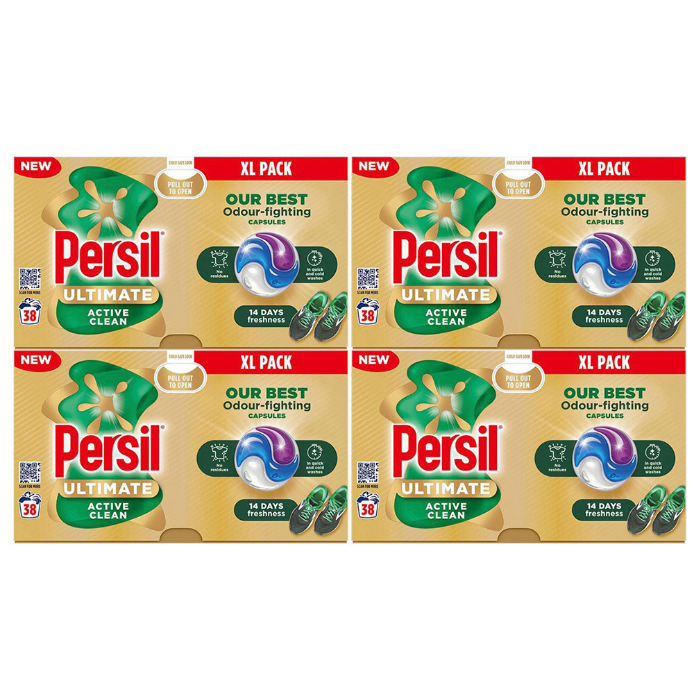 Persil Ultimate Odour Fighting Washing Capsules 38 Washes 4 Pack Image 1