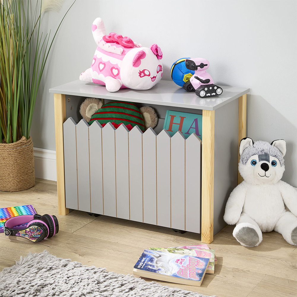 Home Source Ziggy Single Drawer Matt Grey Picket Fence Design Kids Storage Unit Image 9