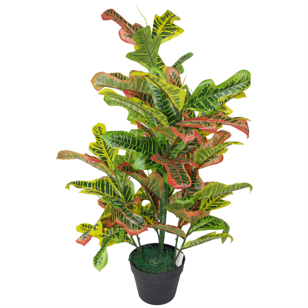 Leaf Codiaeum Multicoloured Artificial House Plant Pot 90cm Image 5