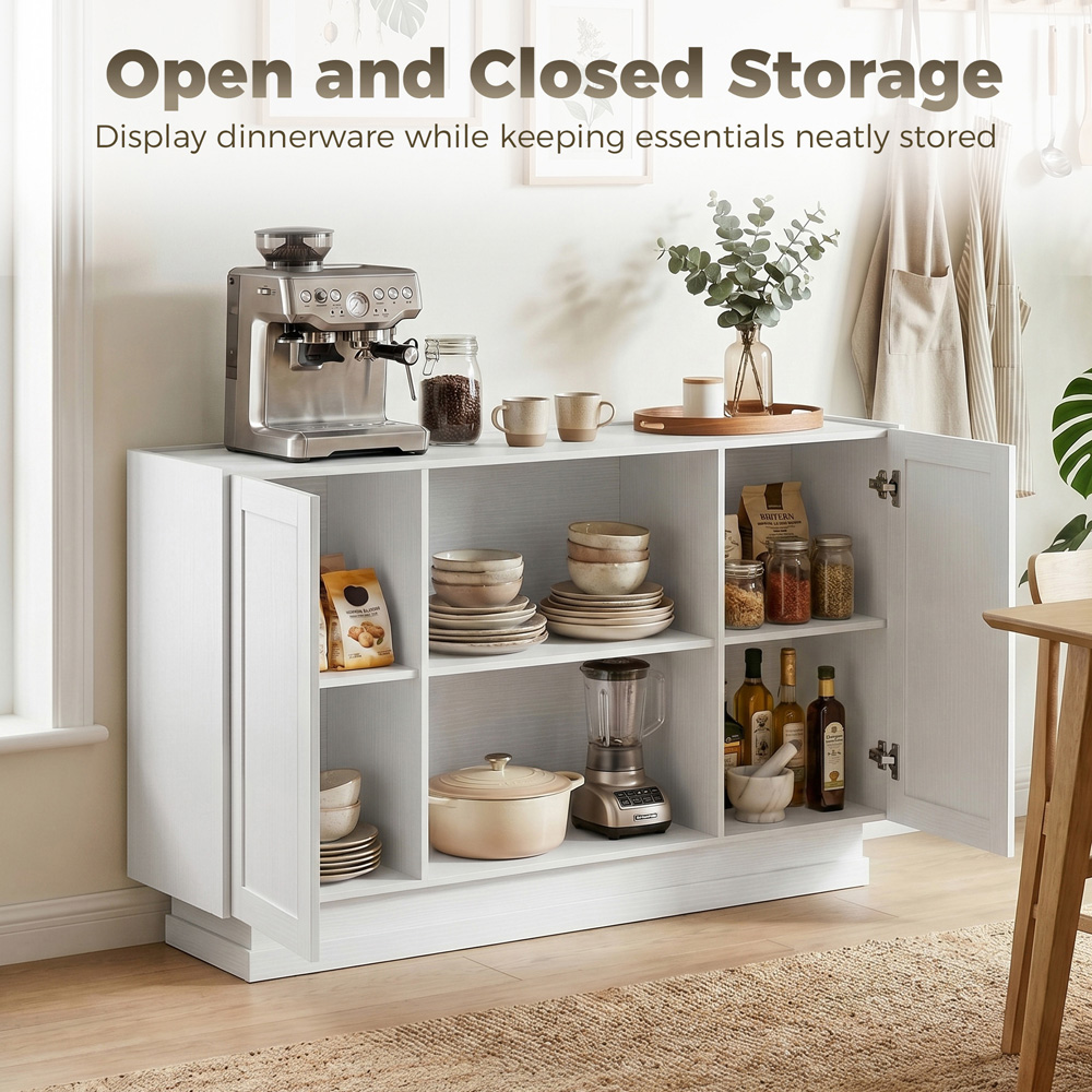 HOMCOM 2 Door 2 Shelf White Modern Sideboard Buffet Cabinet Image 5