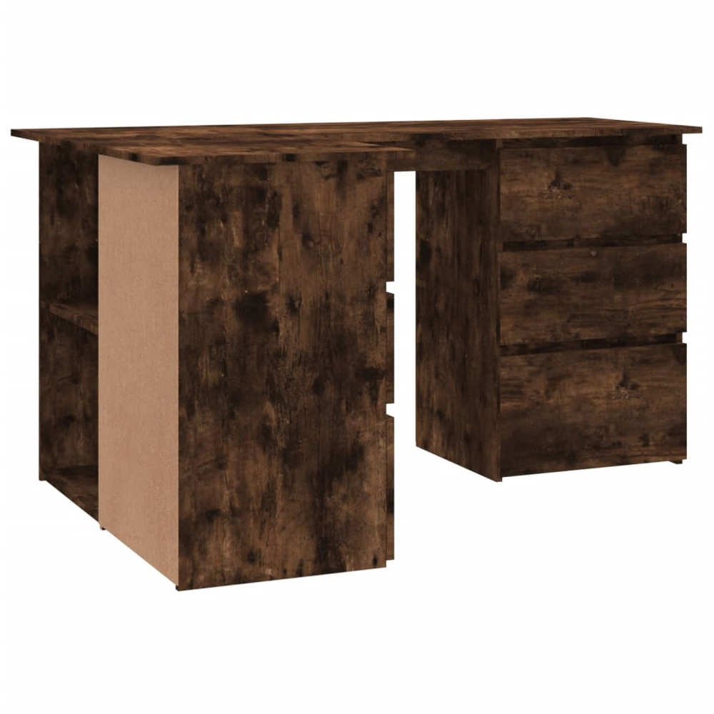 vidaXL 2 Door 4 Drawer 2 Shelf Corner Computer Desk Smoked Oak Image 4