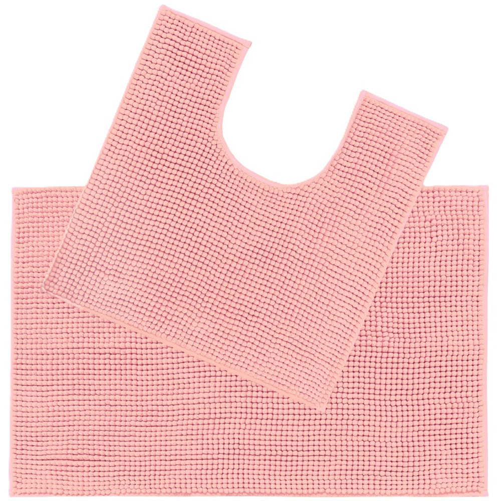 Allure Bath Fashions Blush Chenille Supersoft Bobble Bath Mat and Pedestal Mat Set 2 Piece Image