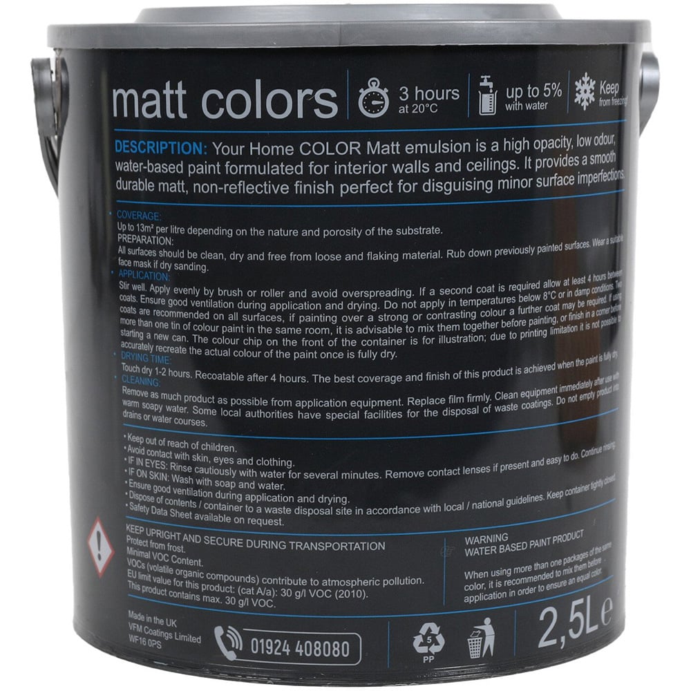 Your Home Walls & Ceilings Truffle Matt Emulsion Paint 2.5L Image 4
