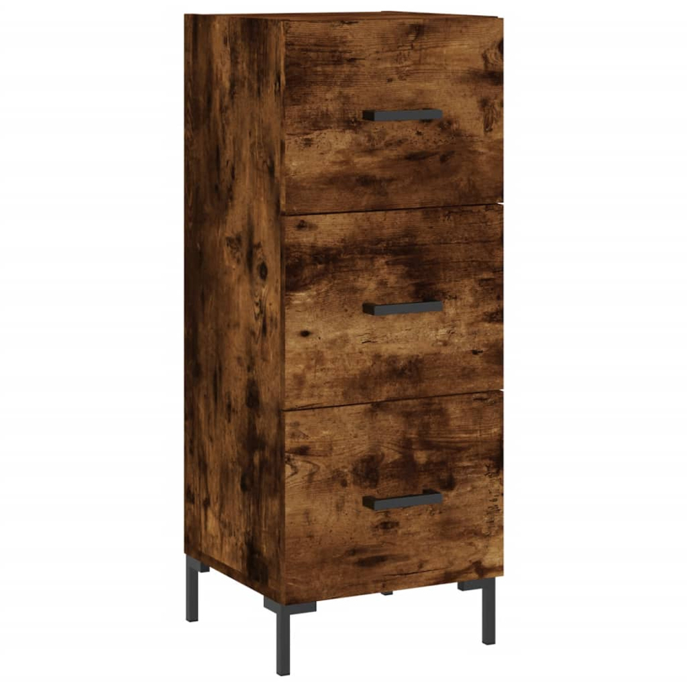 vidaXL 3 Drawer Smoked Oak Slim Sideboard Image 2