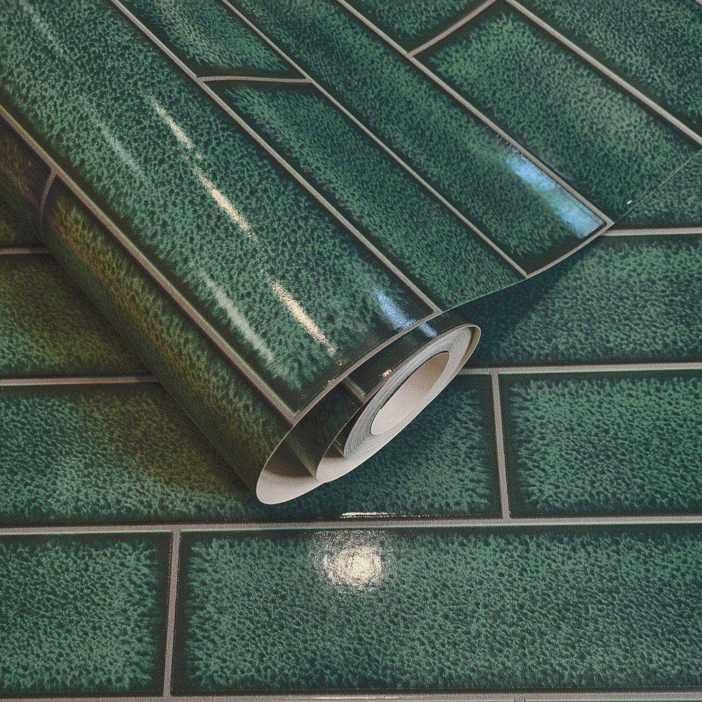 Holden Celadon Gloss Tile Emerald Green Wallpaper Image 2